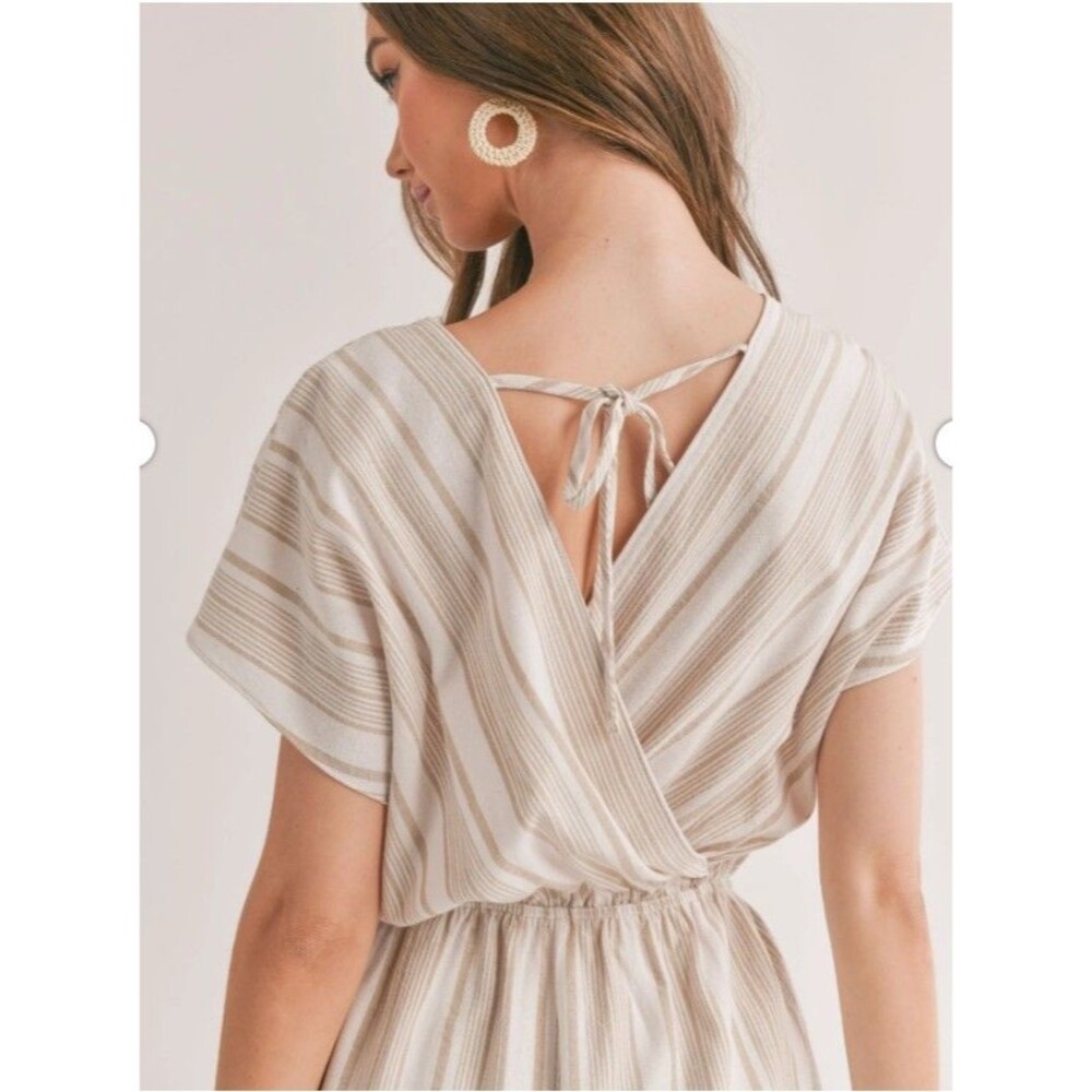 Sadie & Sage x Anthropologie Harmonize Romper Womens Size Small Beige Stripe NWT - Picture 3 of 11